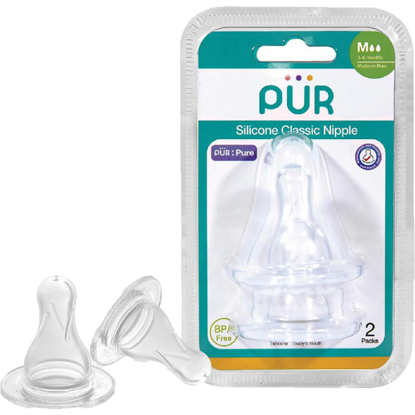 PUR Silicone Teats Size M 2s