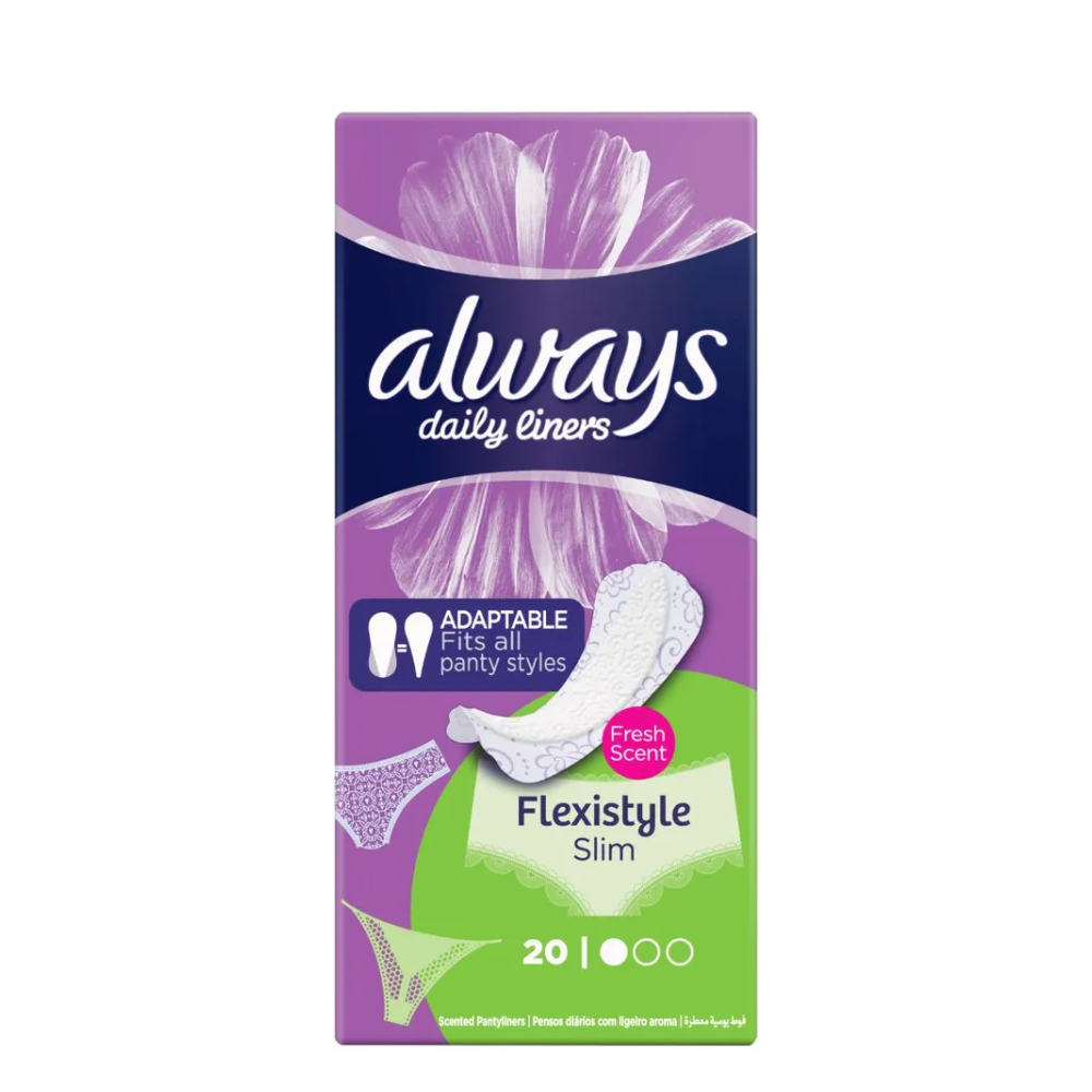 Always Fresh Flexistyle Slim Panty Liners 20 Liners – Daily Freshness & Flexible Comfort
