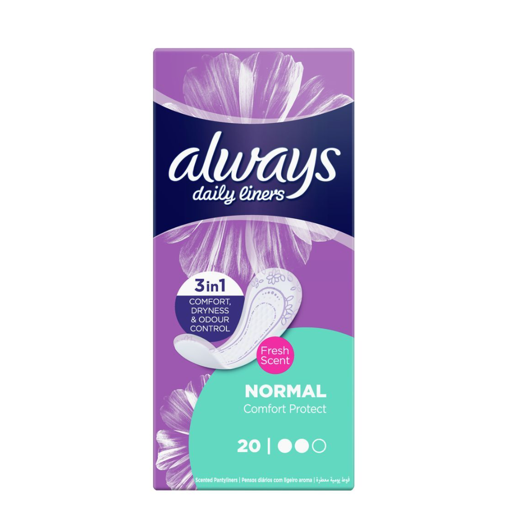 Always Normal Individually Wrapped Panty Liners 20 Liners – Daily Freshness & Discreet On-the-Go Protection