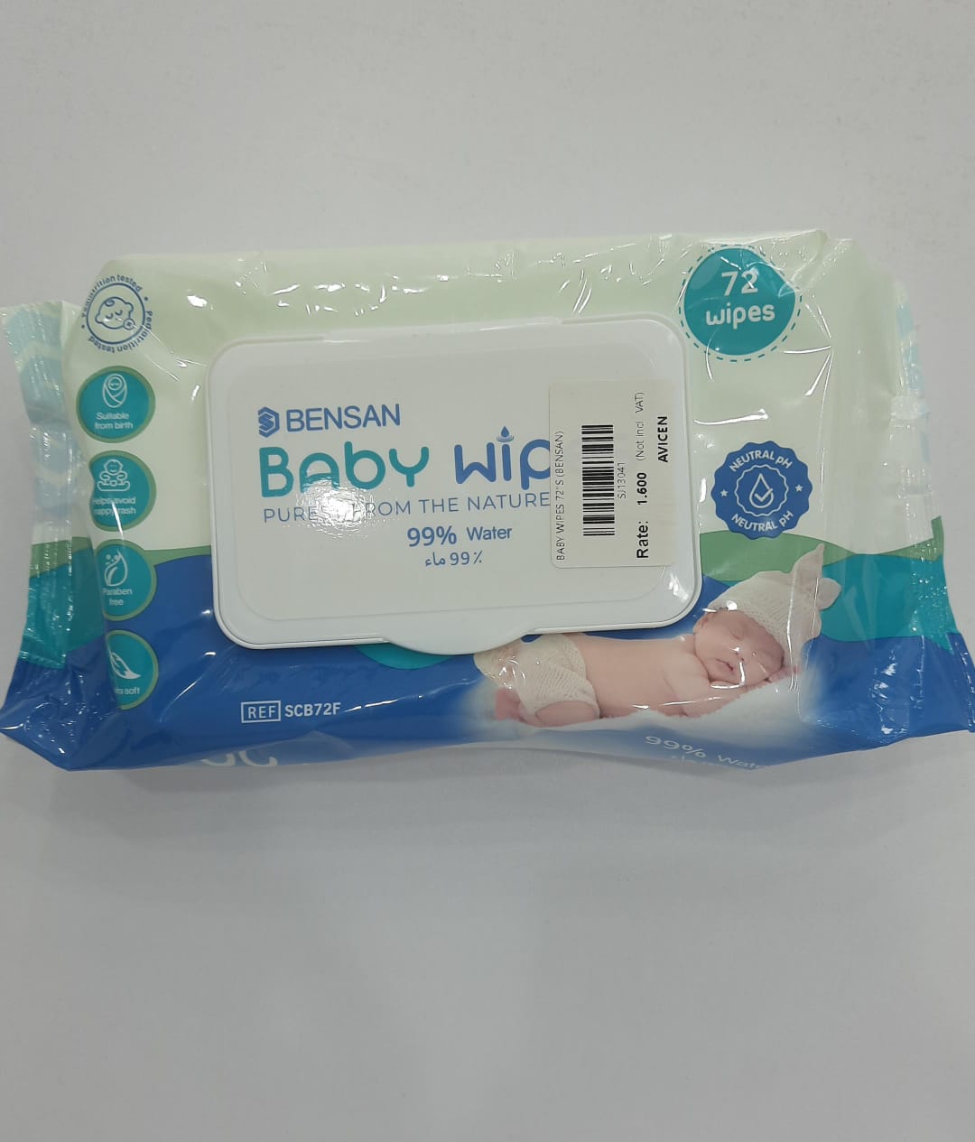 Bensan Baby Wipes 72s | Gentle & Soft for Baby's Skin