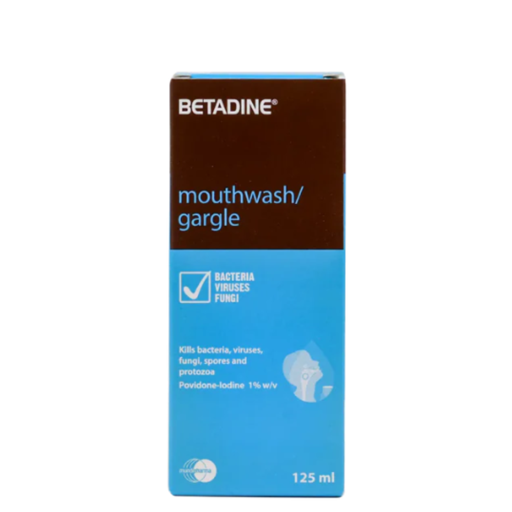 Betadine Gargle & Mouthwash 0.5% Povidone-Iodine 125ml | Antiseptic Oral Care