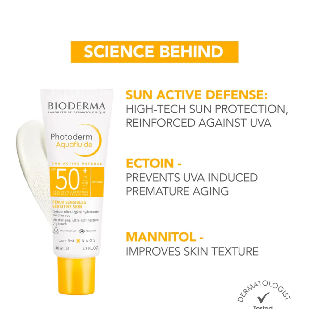 Bioderma Photoderm Aqua Fluid SPF 50+ Invisible Sunscreen for Normal to Combination Skin, 40ml Offer Pack