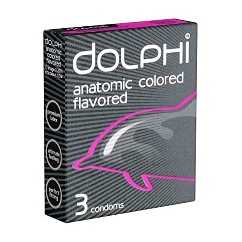Dolphi Anatomic Colored & Flavored Condoms 3 Pieces