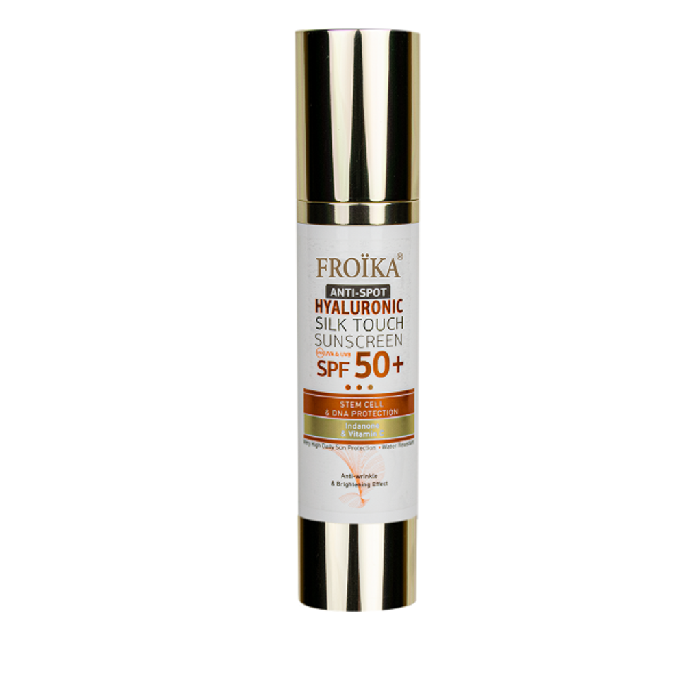 Froika Hyaluronic Silk Touch Anti-Spot SPF 50+ Sunscreen Cream with Hyaluronic Acid for Hyperpigmentation, 50ml
