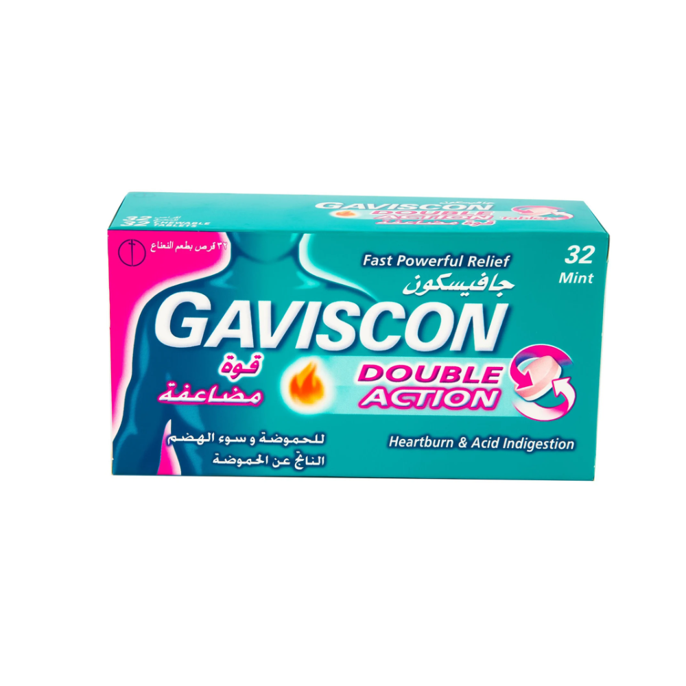 Gaviscon Double Action Mint Heartburn & Indigestion Tablets, 32 Tablets