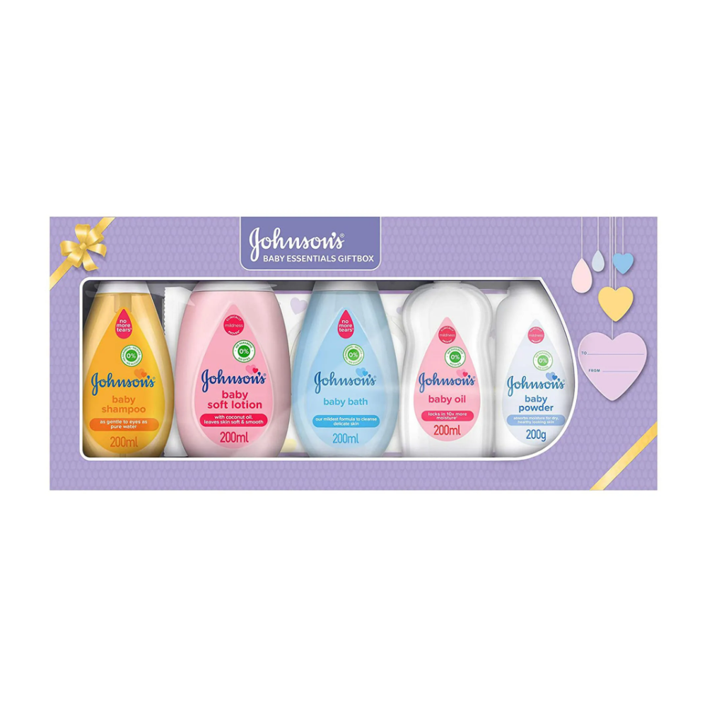 Johnson's Baby Essentials Gift Box – Complete Baby Care Set for Newborns & Gifting