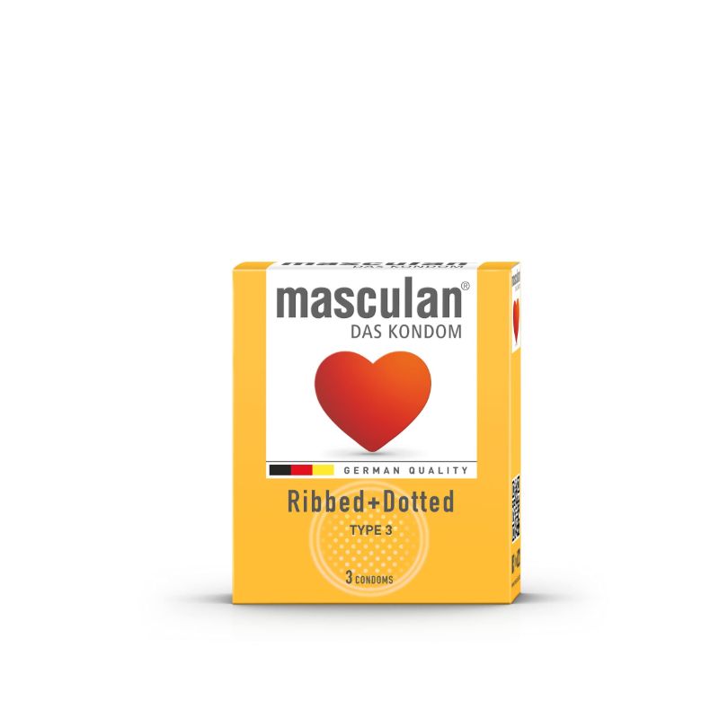 Masculan Type 3 Ribbed & Dotted Condoms – 3 Pack