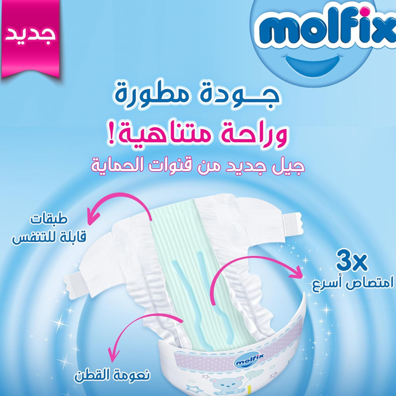 Molfix 3D Newborn Baby Diapers Size 1 (2-5 kg) – 50 Pieces