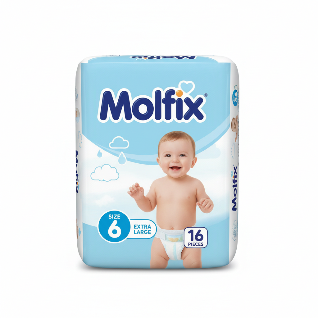 Molfix Baby Diapers Extra Large Size 6 (15+ kg) – 16 Pieces