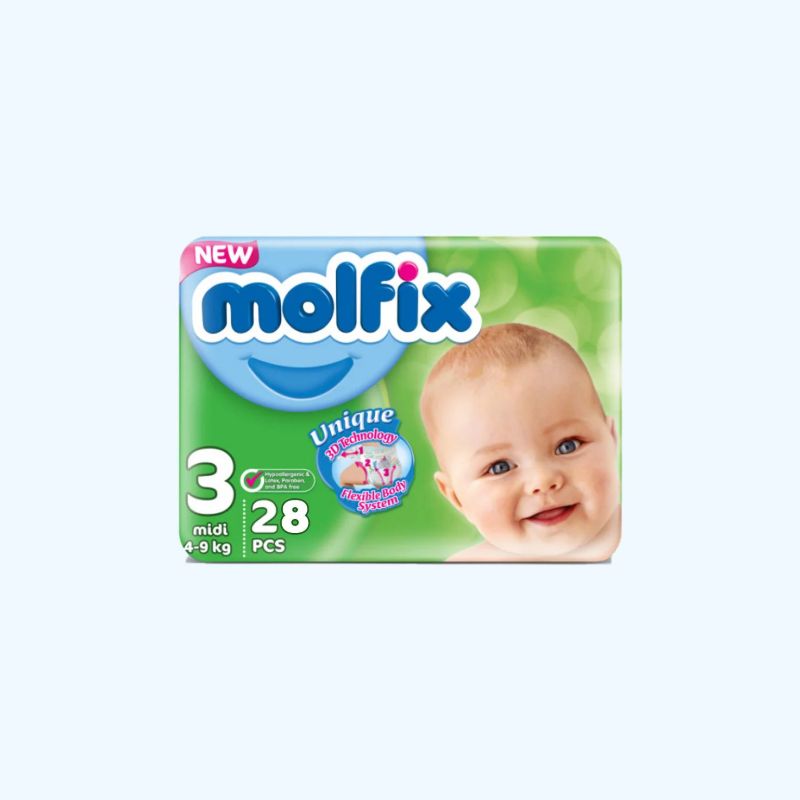 Molfix Baby Diapers Midi Size 3 (5-9 kg) – 28 Pieces