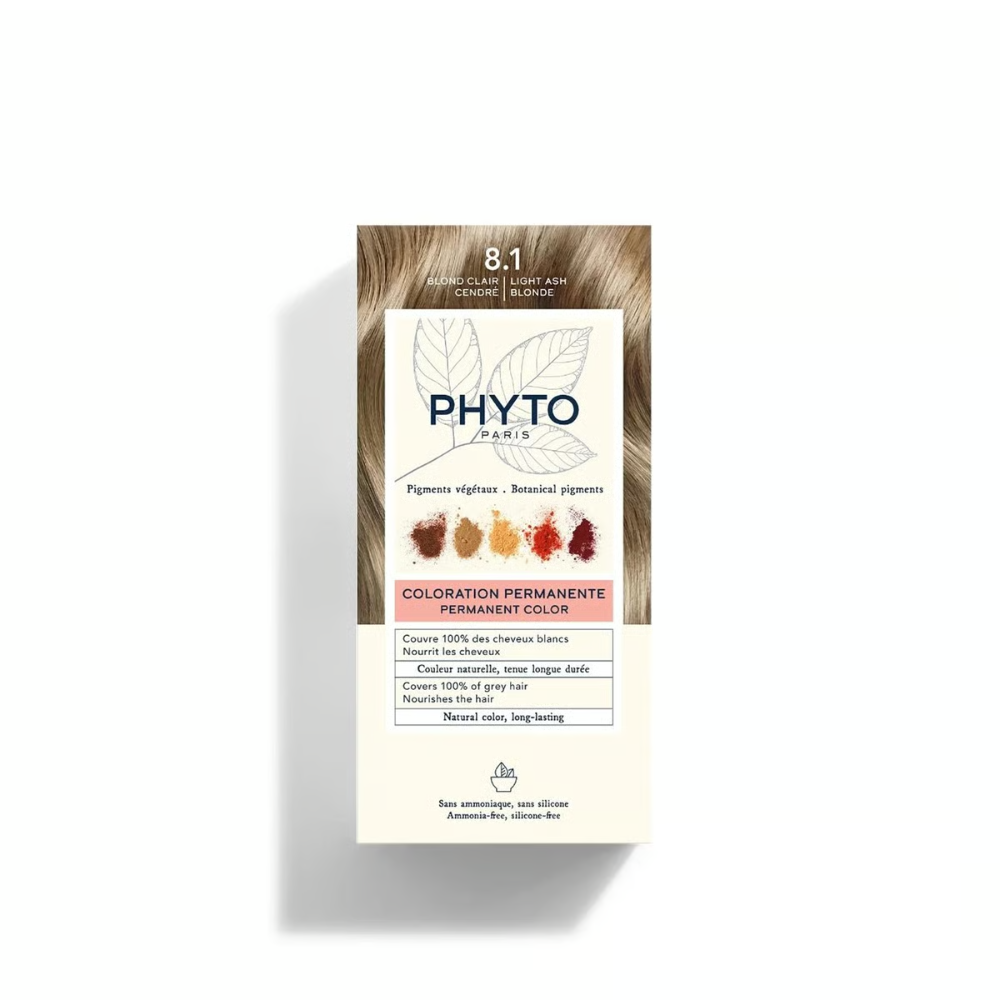 PHYTO Color Permanent Hair Color Kit Shade 8.1 Light Ash Blonde