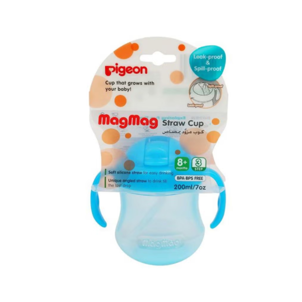 Pigeon Mag Straw Cup Blue 200ml 8+ M