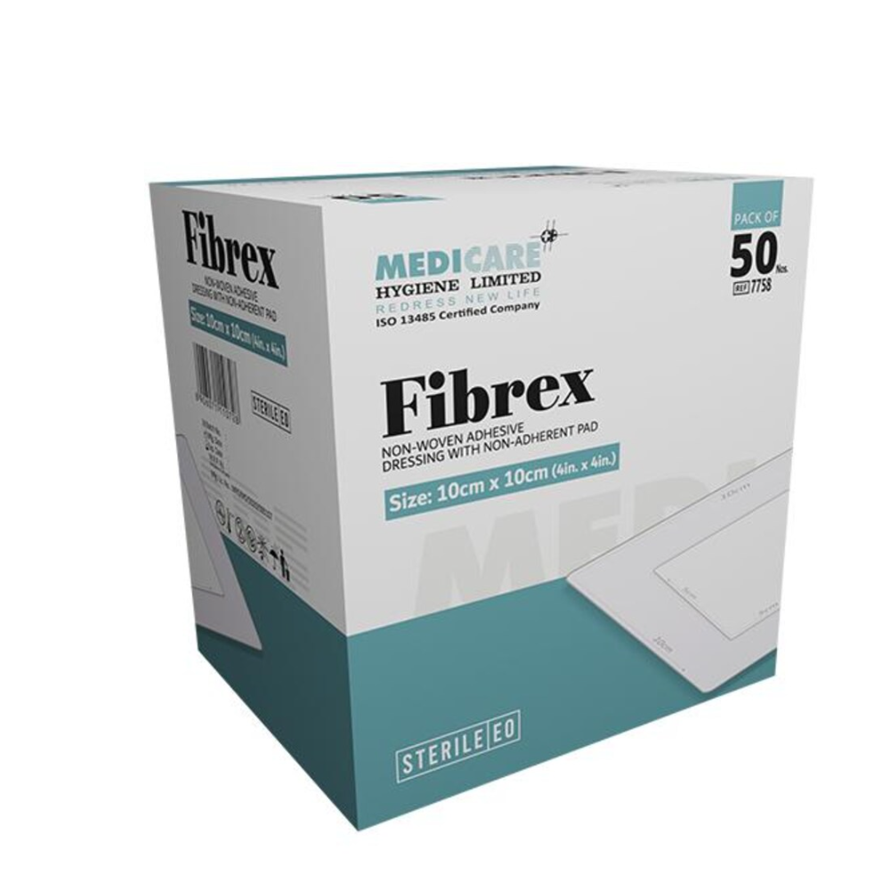 Wound Dressing Non Wove Fibrex 10*10cm 50x1"s (Medicare)