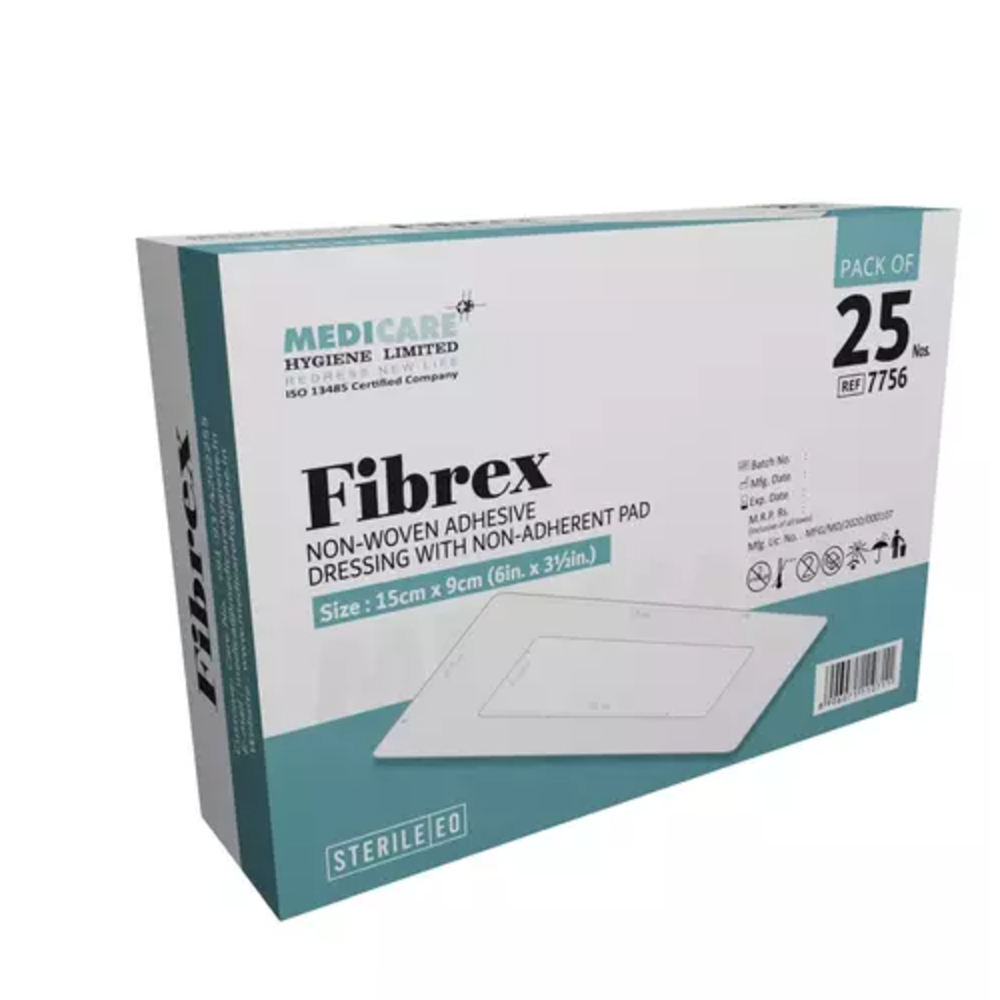 Wound Dressing Non Wove Fibrex 15*9cm 25x1"s (Medicare)