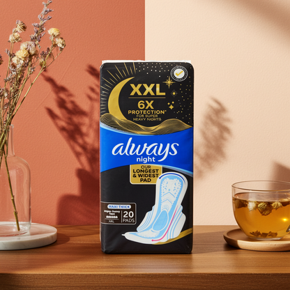 Always Heavy Night Sanitary Pads 20 Pads – Superior Overnight Protection for Heavy Flow