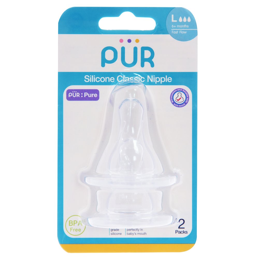 PUR Classic Silicone Nipple Size L 6m+ 2s