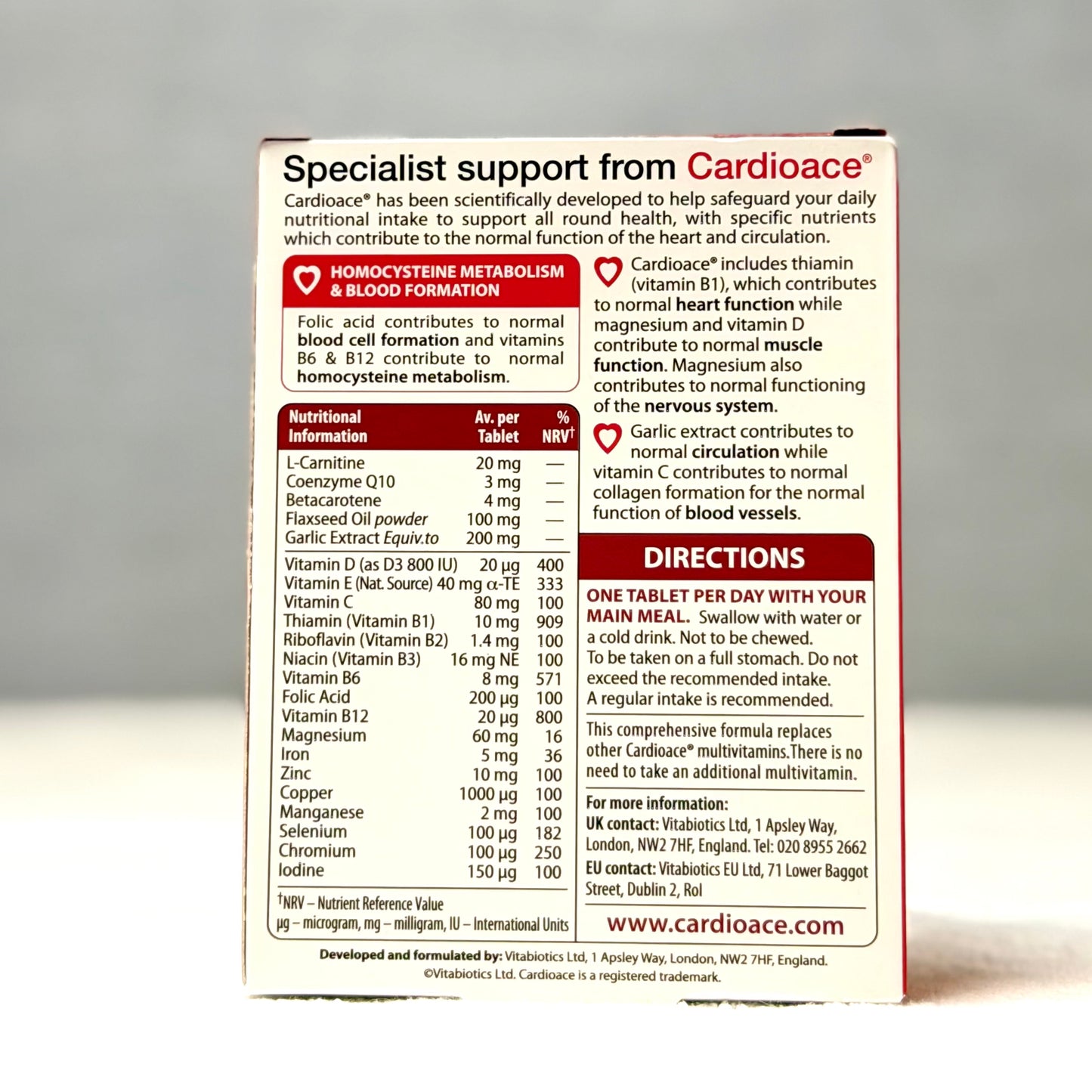 Vitabiotics Cardioace Original Heart Health Supplement – 30 Capsules