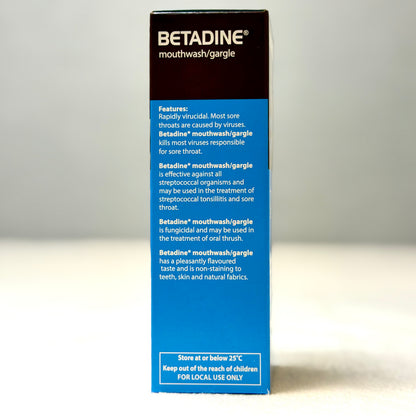 Betadine Gargle & Mouthwash 0.5% Povidone-Iodine 125ml | Antiseptic Oral Care
