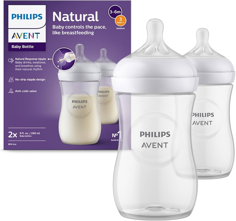 Philips Avent Natural Bottle 260ml, 1M+, 2 Pieces