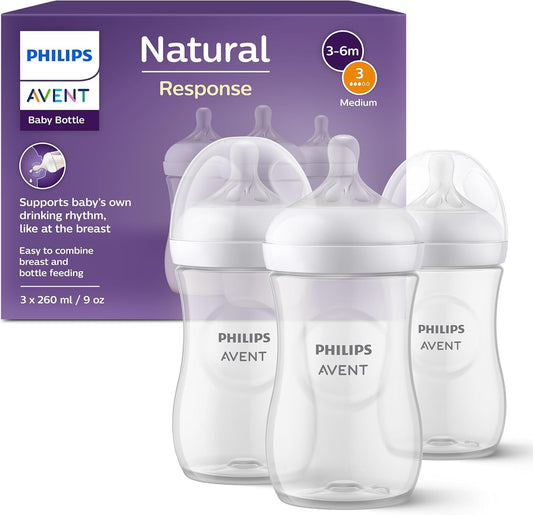 Philips Avent Natural Bottle 260ml, 1M+, 3 Pieces