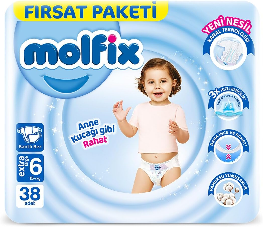 Molfix Baby Diapers Jumbo No. 6 (15+ kg) – 38 Pieces