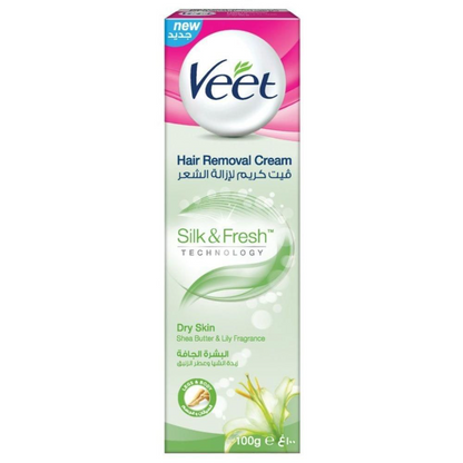 Veet Hair Removal Cream with Shea Butter & Lily Fragrance for Dry Skin 100g
