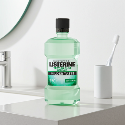 Listerine Teeth & Gum Defence Antiseptic Mouthwash for Plaque & Gum Protection, 250ml