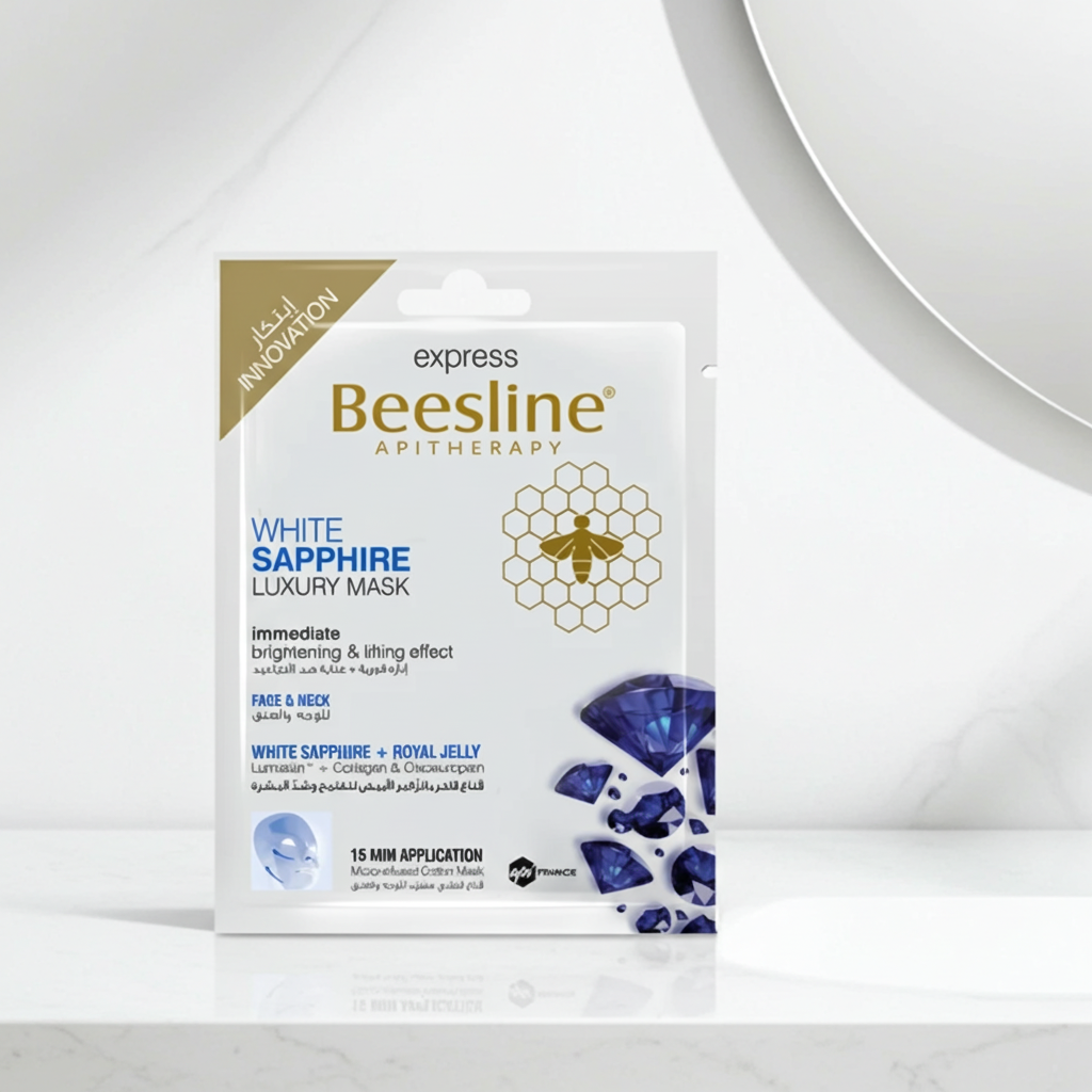Beesline Brightening & Lifting Luxury Face & Neck Sheet Mask With White Sapphire & Royal Jelly 1 Piece