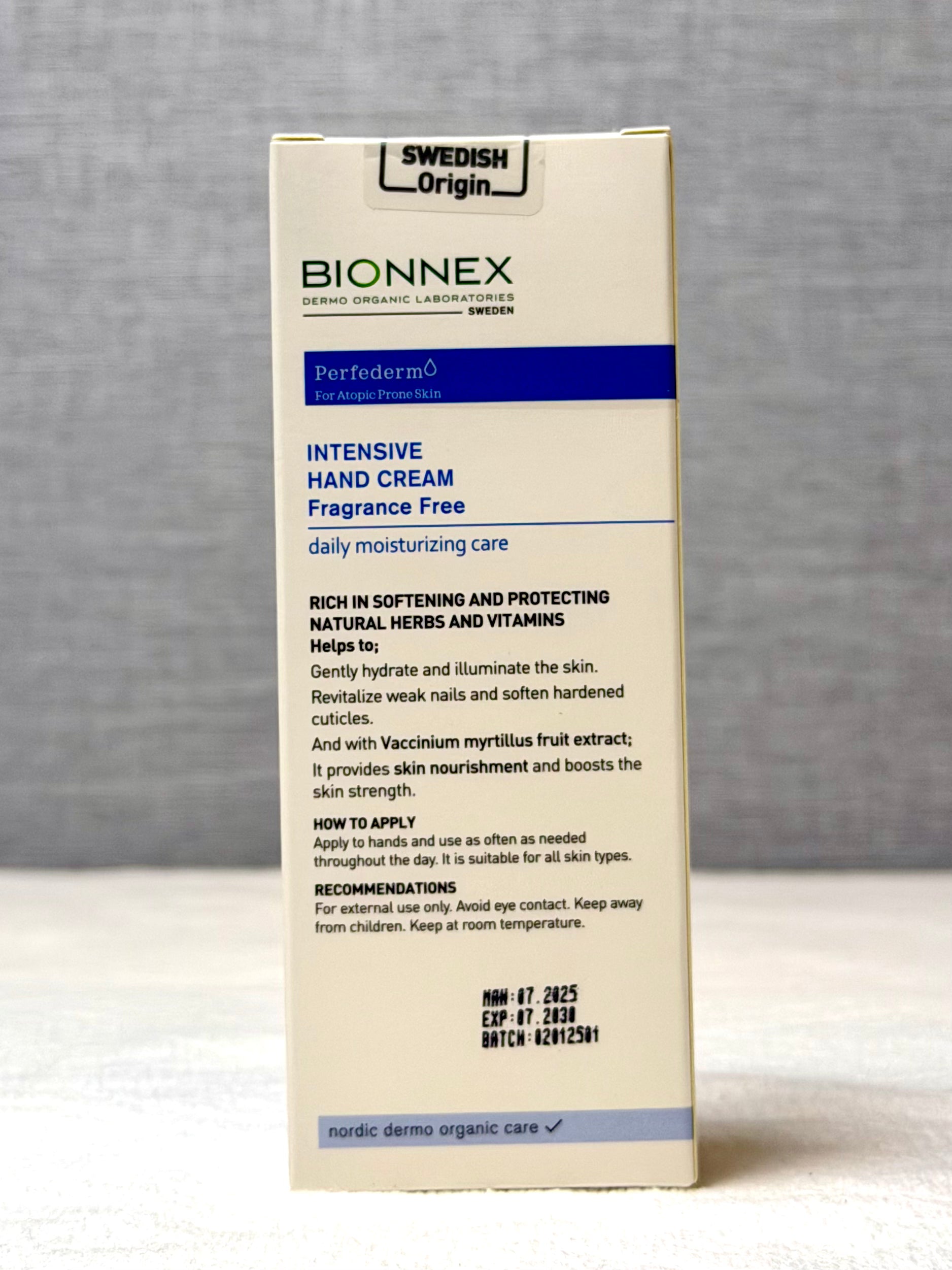 Bionnex Perfederm Intensive Hand Cream Fragrance Free 50ml