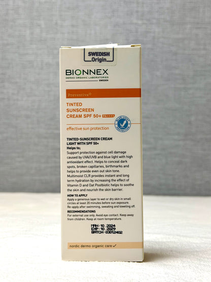 Bionnex Preventiva Tinted Sunscreen Cream SPF 50+ 50ml