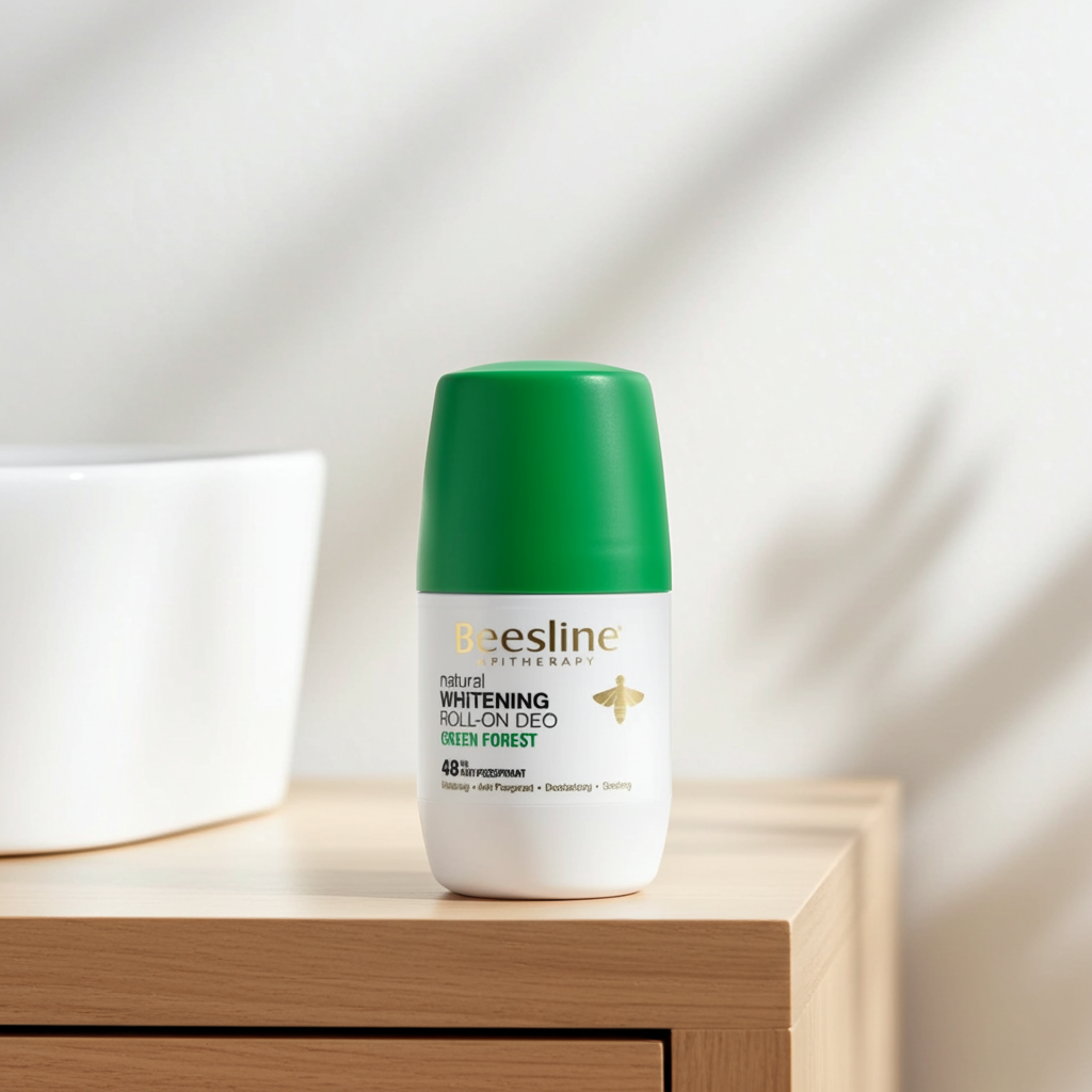 Beesline Hypoallergenic 48H Antiperspirant & Whitening Roll-On Deodorant Green Forest with Alum Rock & Bee Propolis, 50ml