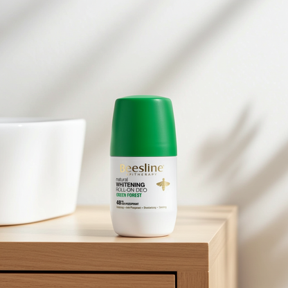 Beesline Hypoallergenic 48H Antiperspirant & Whitening Roll-On Deodorant Green Forest with Alum Rock & Bee Propolis, 50ml