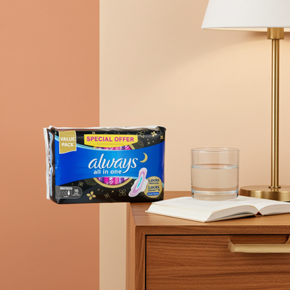 Always Ultra Thin Black Sanitary Pads 16 Pads – Discreet Daily Protection with SoftDry Technology