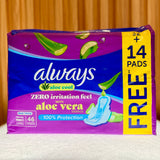Always Violet Aloe Vera Long Sanitary Pads 32+14 Pads – Combo Pack for All Flow Levels