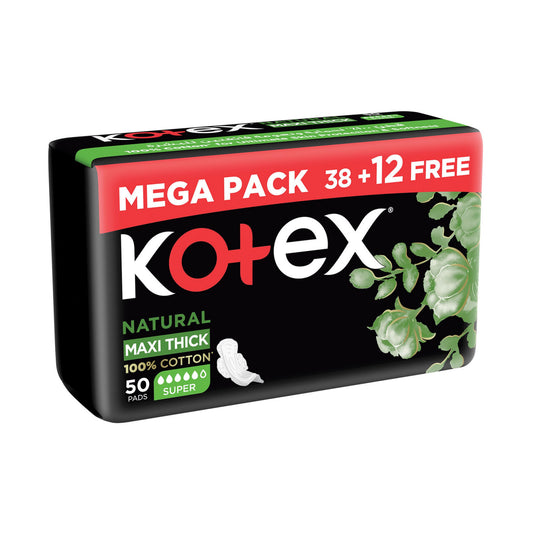 Kotex Natural Maxi Thick Pads 50s (38+12)
