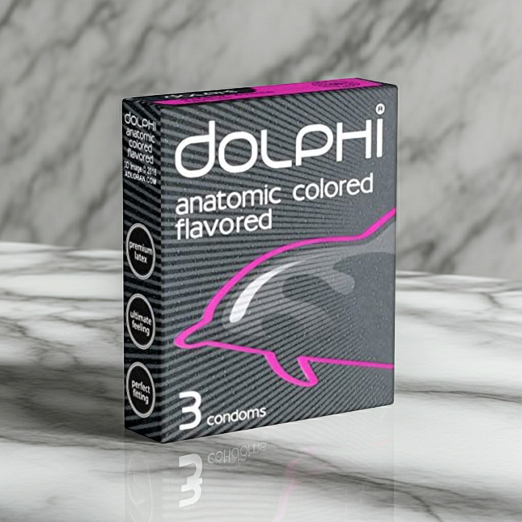 Dolphi Anatomic Colored & Flavored Condoms 3 Pieces