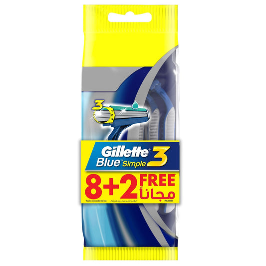 Gillette Blue 3 Simple Disposable Razors 8+2 Pack