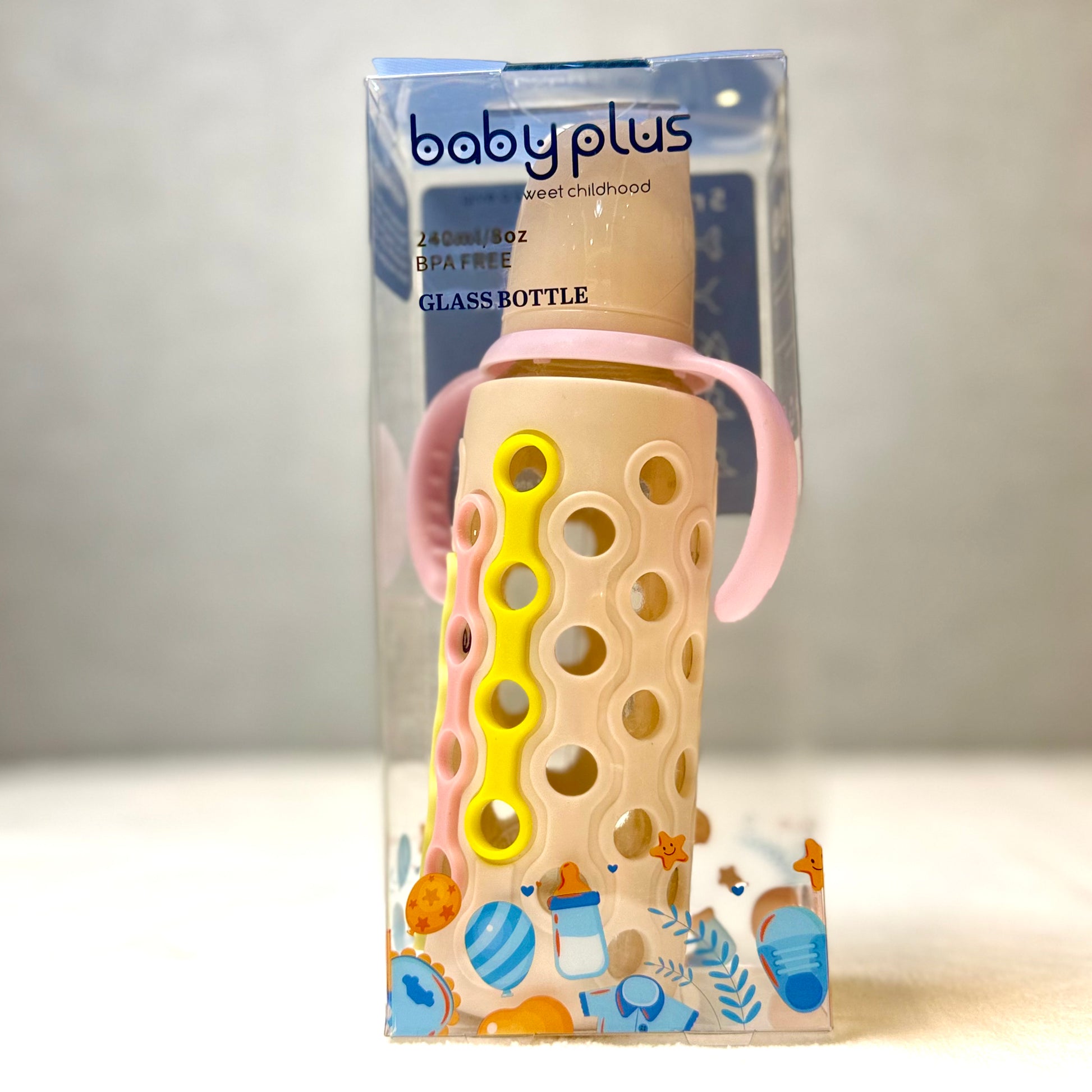 BP 10794 Glass Baby Feeding Bottle with Handle 240ml