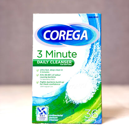 Corega 3 Minutes Daily Cleanser For Dentures 36 Tablets