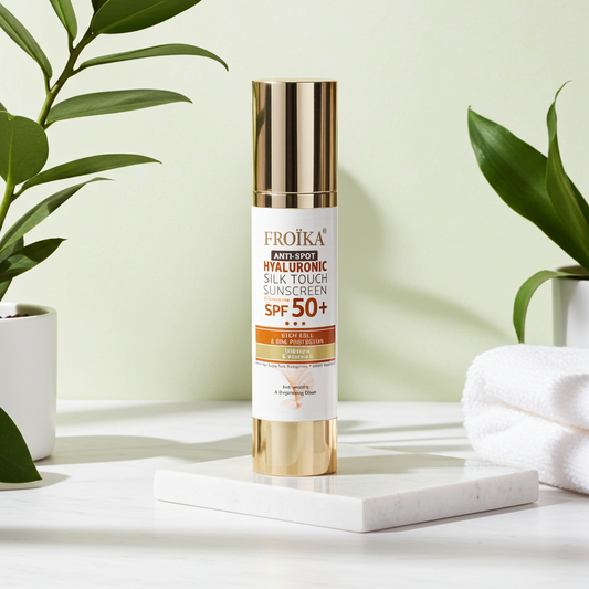 Froika Hyaluronic Silk Touch Anti-Spot SPF 50+ Sunscreen Cream with Hyaluronic Acid for Hyperpigmentation, 50ml