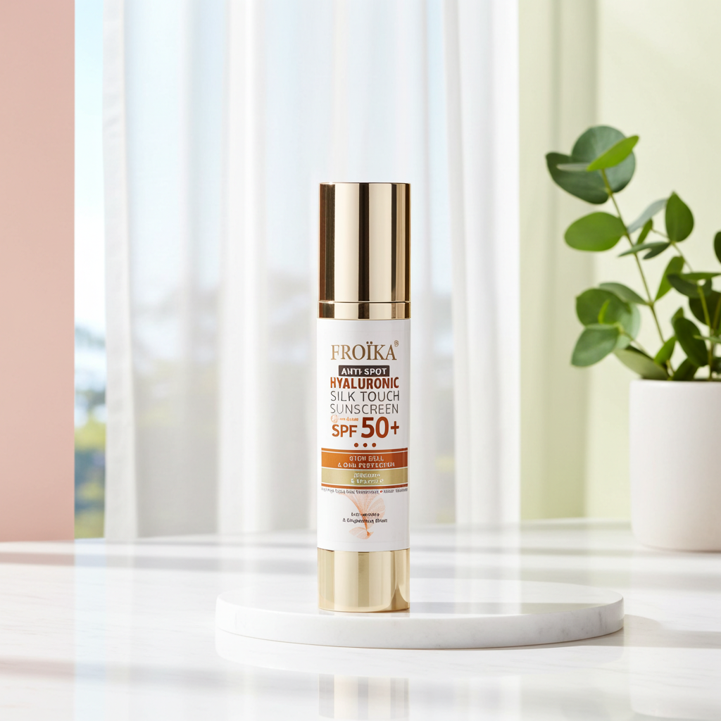 Froika Hyaluronic Silk Touch Anti-Spot SPF 50+ Sunscreen Cream with Hyaluronic Acid for Hyperpigmentation, 50ml