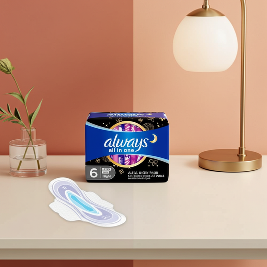 Always Black Night Ultra Thin Sanitary Pads 6 Pads – Overnight Protection with SoftDry Technology