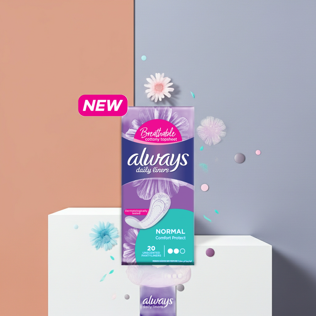 Always Comfort Protect Normal Sanitary Pads 20 Pads – All-Day Comfort & Protection with SoftDry Technology