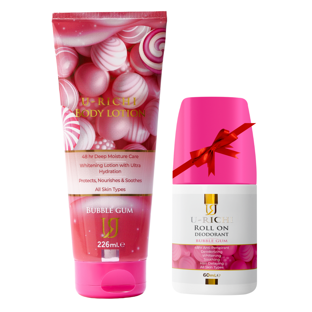 U-Richi Bubble Gum Roll-On Deodorant 60ml + Body Lotion 226ml