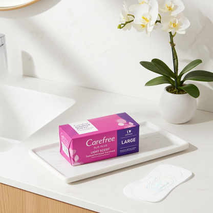 Carefree Plus Large Unscented Panty Liners 20 Liners – Long-Lasting Protection & Freshness