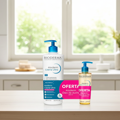 Bioderma Atoderm Ultra Cream 200ml + Shower Oil 200ml Nourishing Skincare Offer Pack for Dry Skin