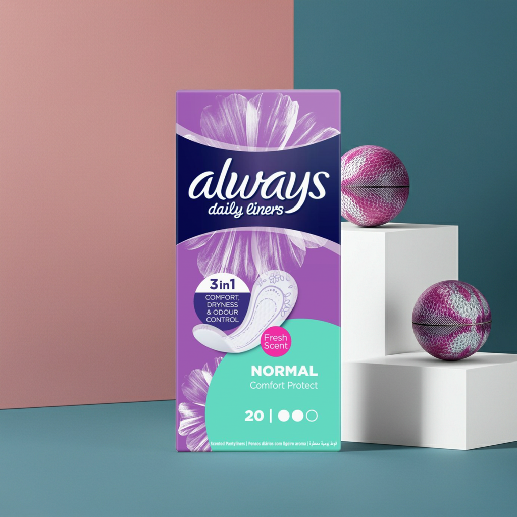 Always Normal Individually Wrapped Panty Liners 20 Liners – Daily Freshness & Discreet On-the-Go Protection
