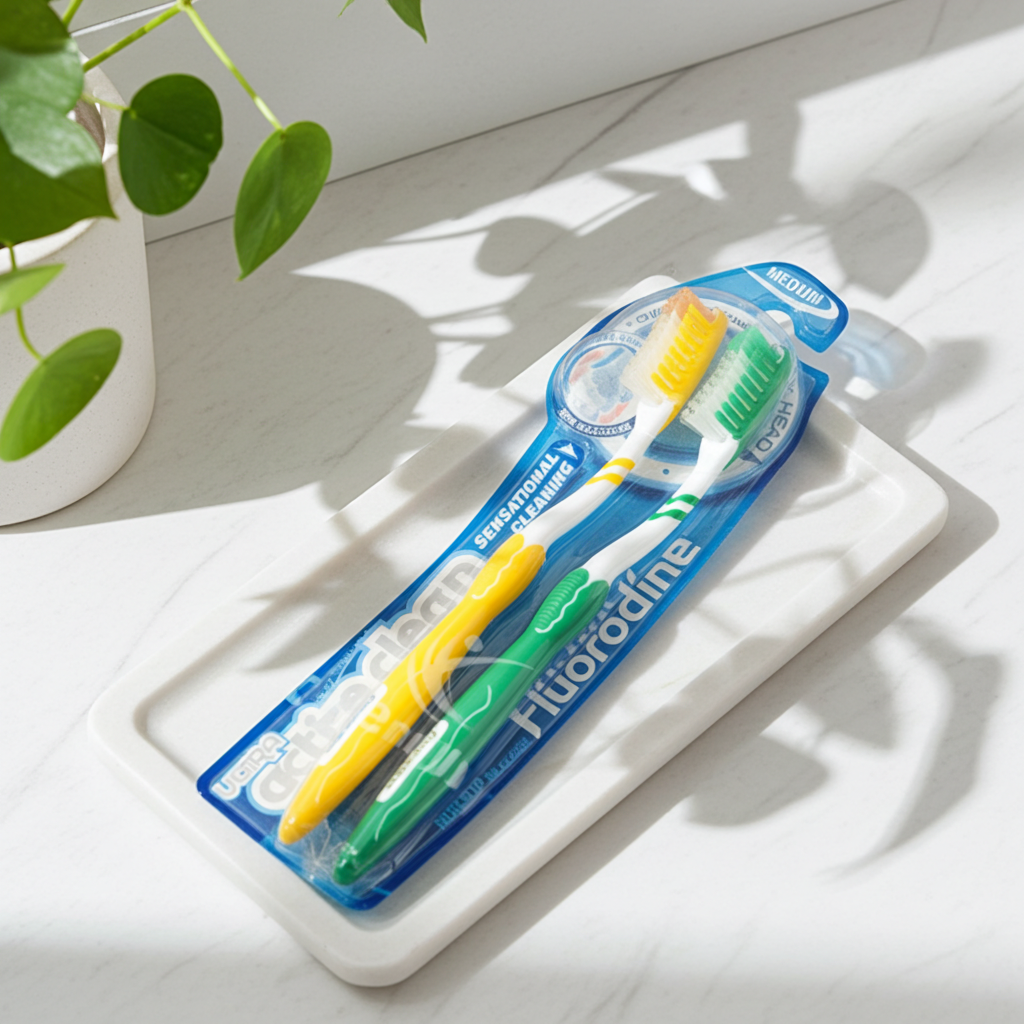 Fluorodine Ultra Active Clean Medium Toothbrush Twins Pack
