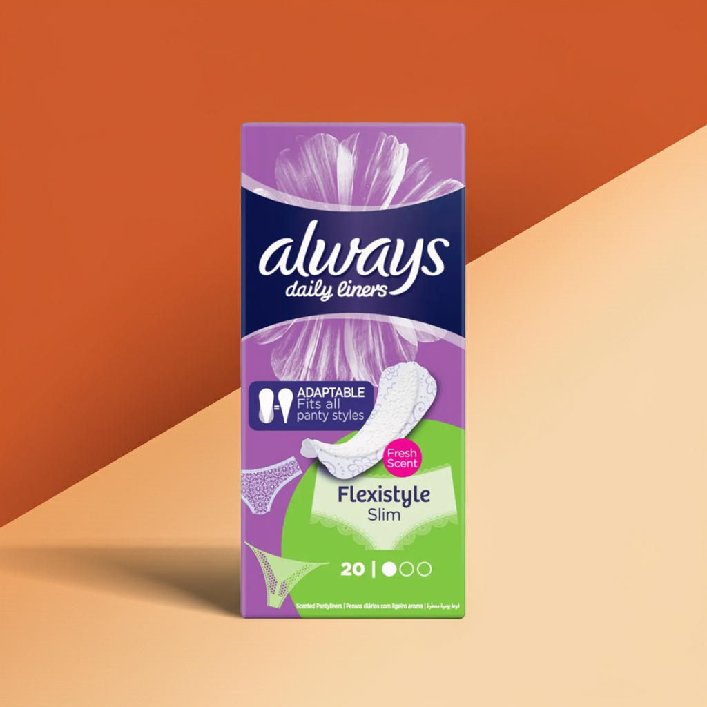 Always Fresh Flexistyle Slim Panty Liners 20 Liners – Daily Freshness & Flexible Comfort