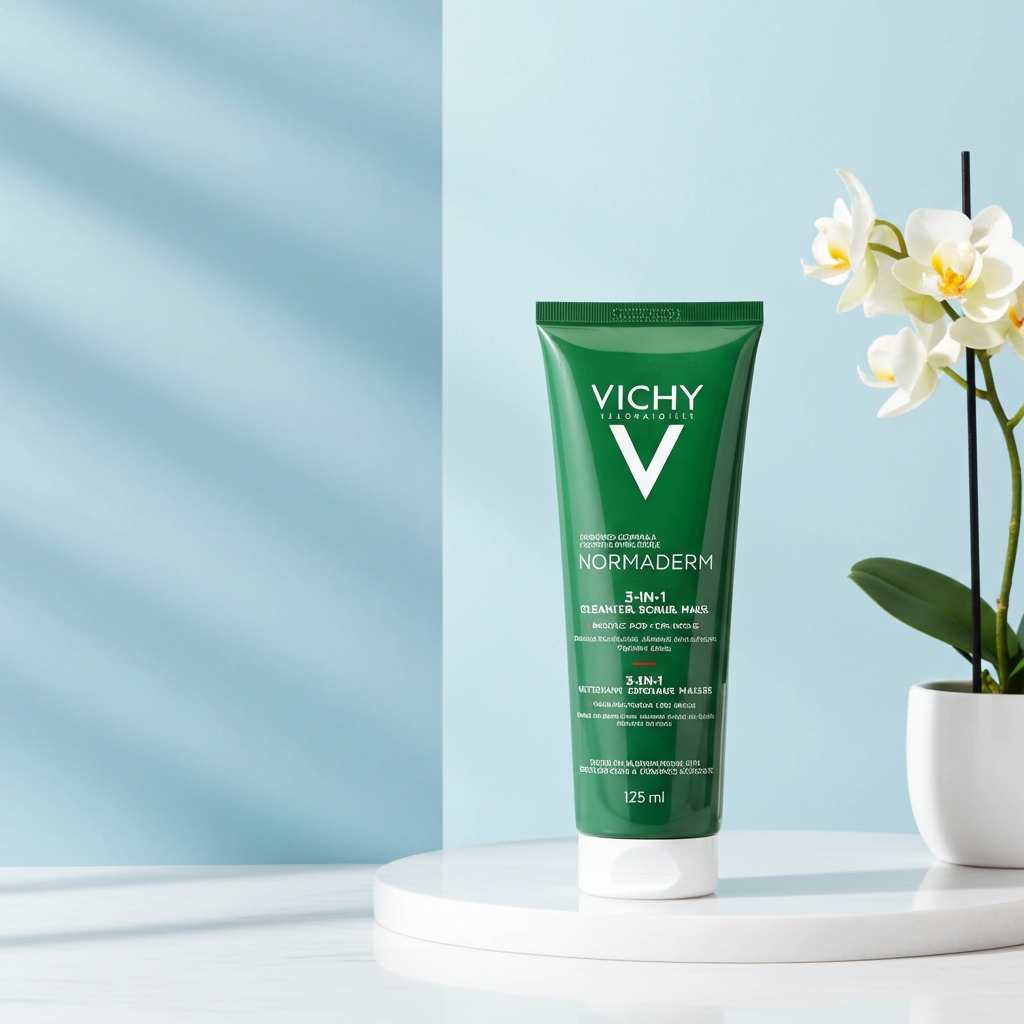 Vichy Normaderm 3-in-1 Cleanser 125ml – Cleanse, Exfoliate & Purify for Oily & Acne-Prone Skin